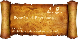 Lövenfeld Erzsébet névjegykártya
